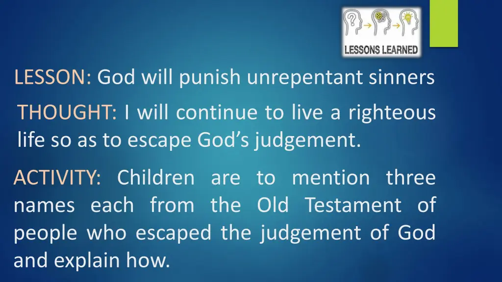 lesson god will punish unrepentant sinners