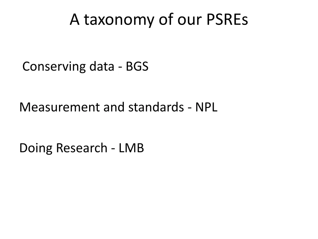 a taxonomy of our psres