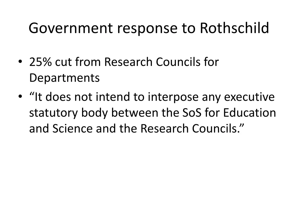 government response to rothschild
