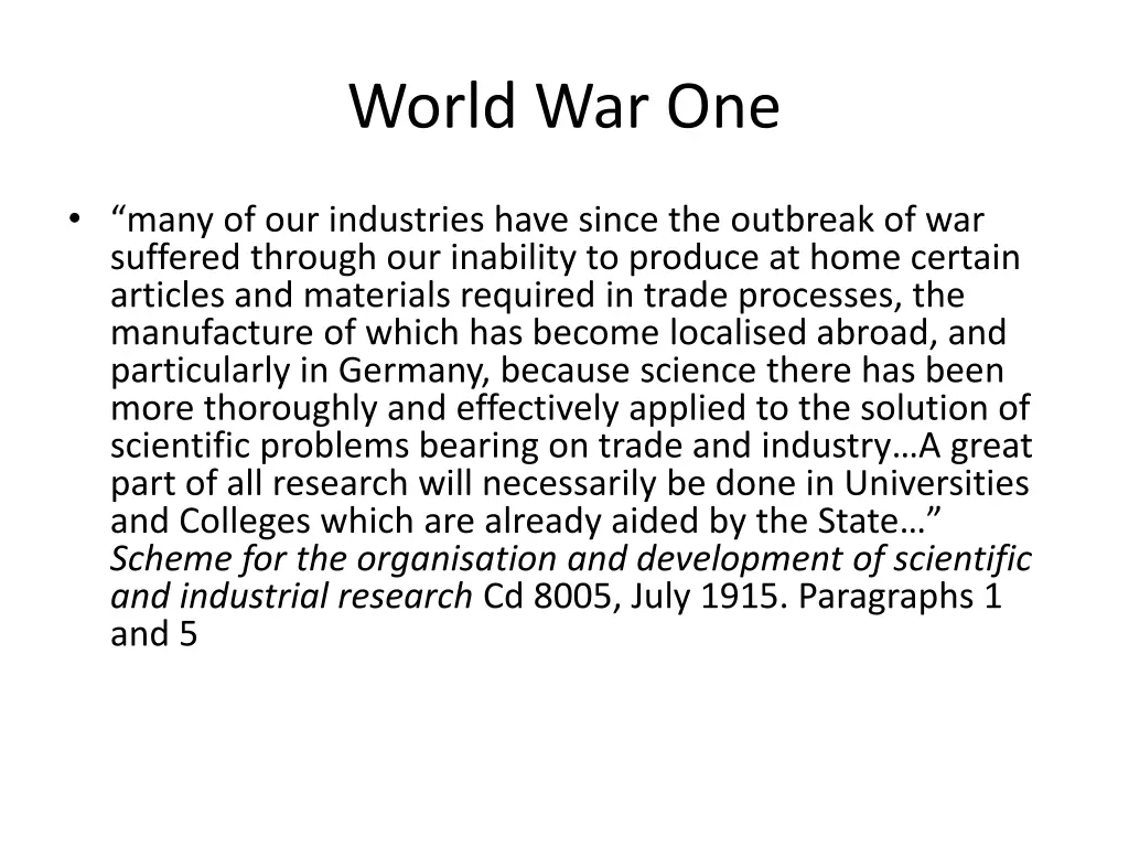 world war one