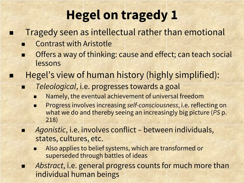 hegel on tragedy 1 tragedy seen as intellectual