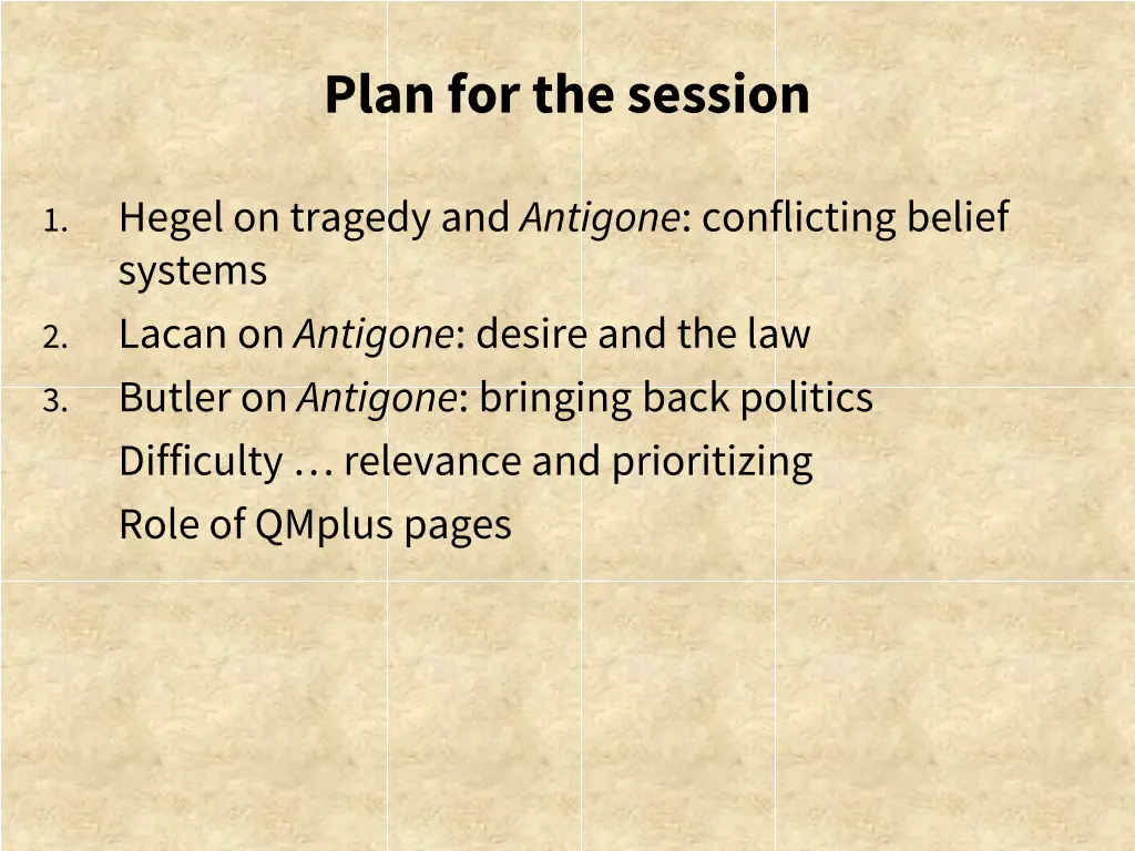 plan for the session