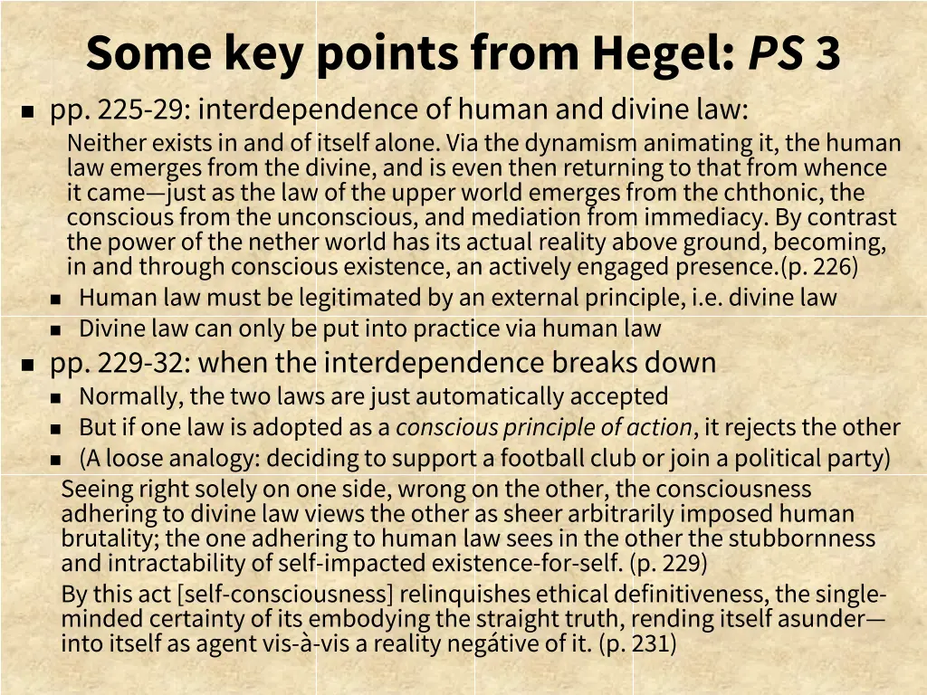 some key points from hegel