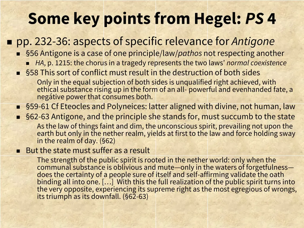 some key points from hegel ps 4