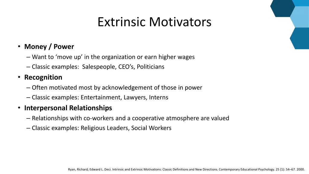 extrinsic motivators