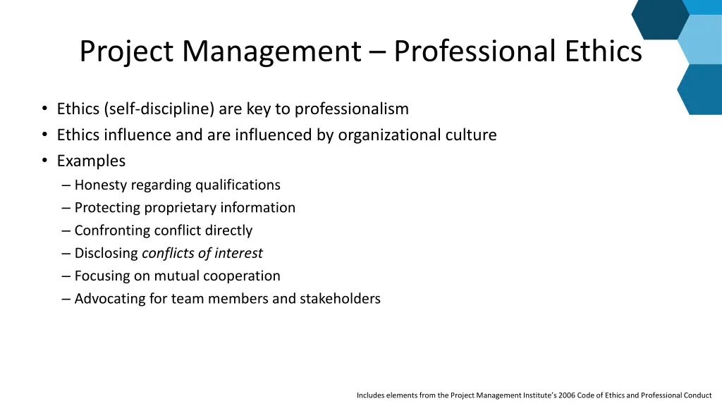 project management professional ethics