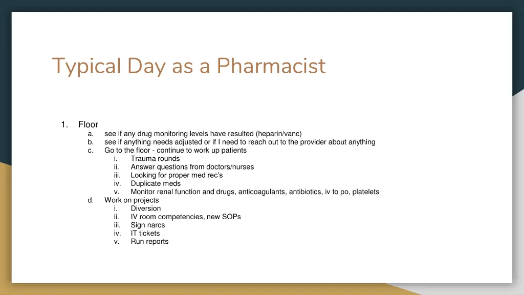 typical day as a pharmacist