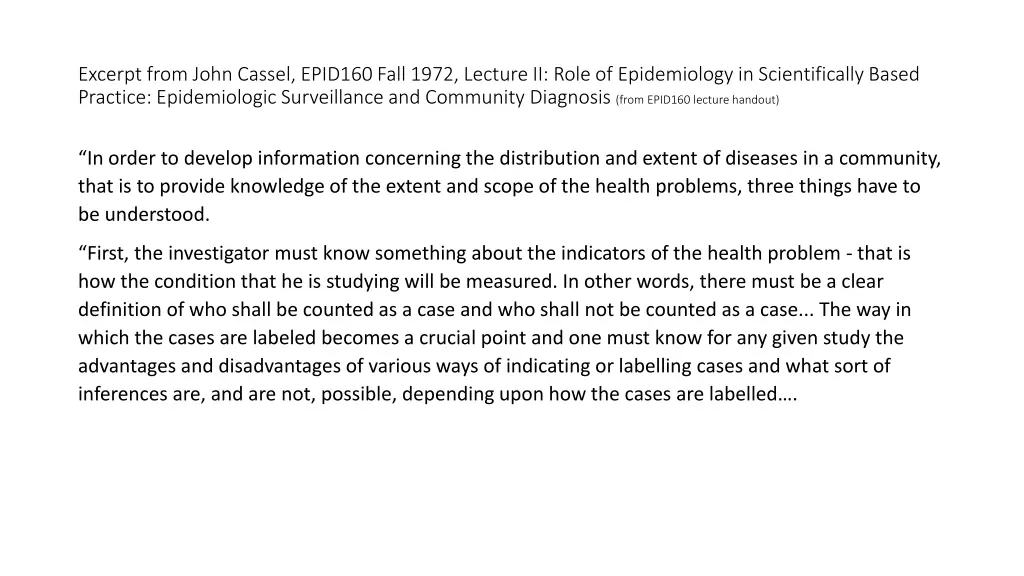 excerpt from john cassel epid160 fall 1972 2