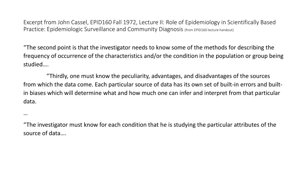 excerpt from john cassel epid160 fall 1972 3