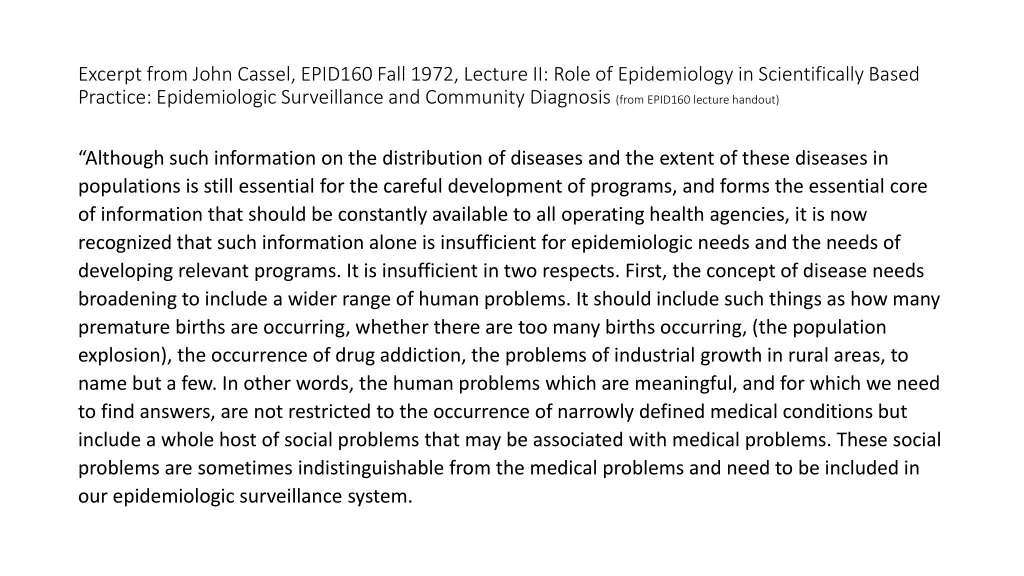 excerpt from john cassel epid160 fall 1972 4