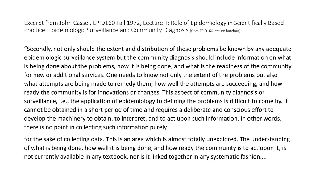 excerpt from john cassel epid160 fall 1972 5