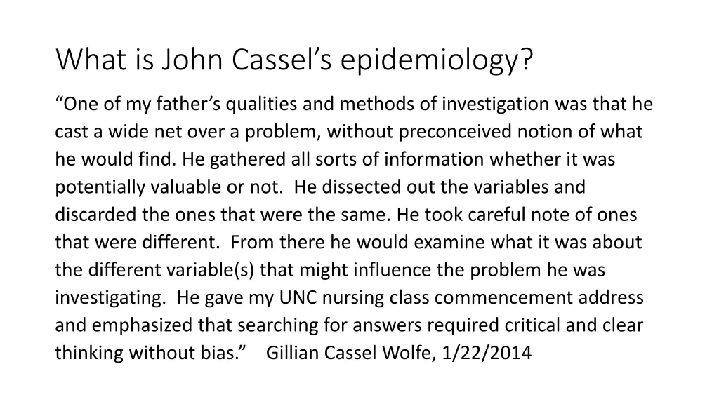 what is john cassel s epidemiology 1