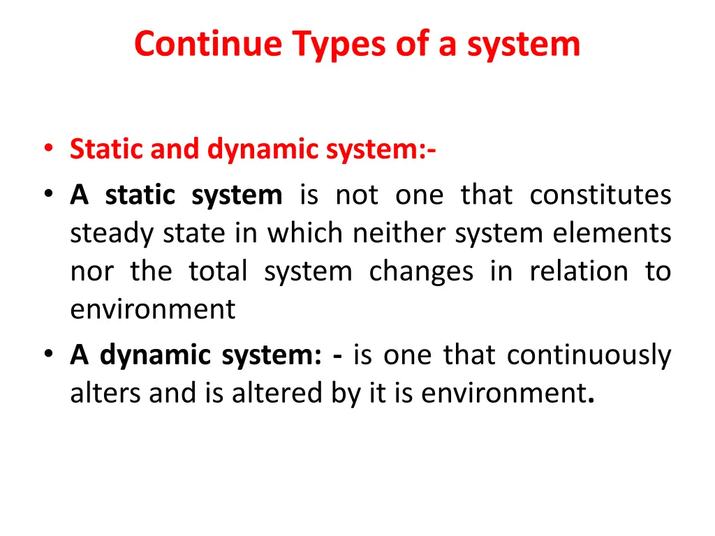 continue types of a system