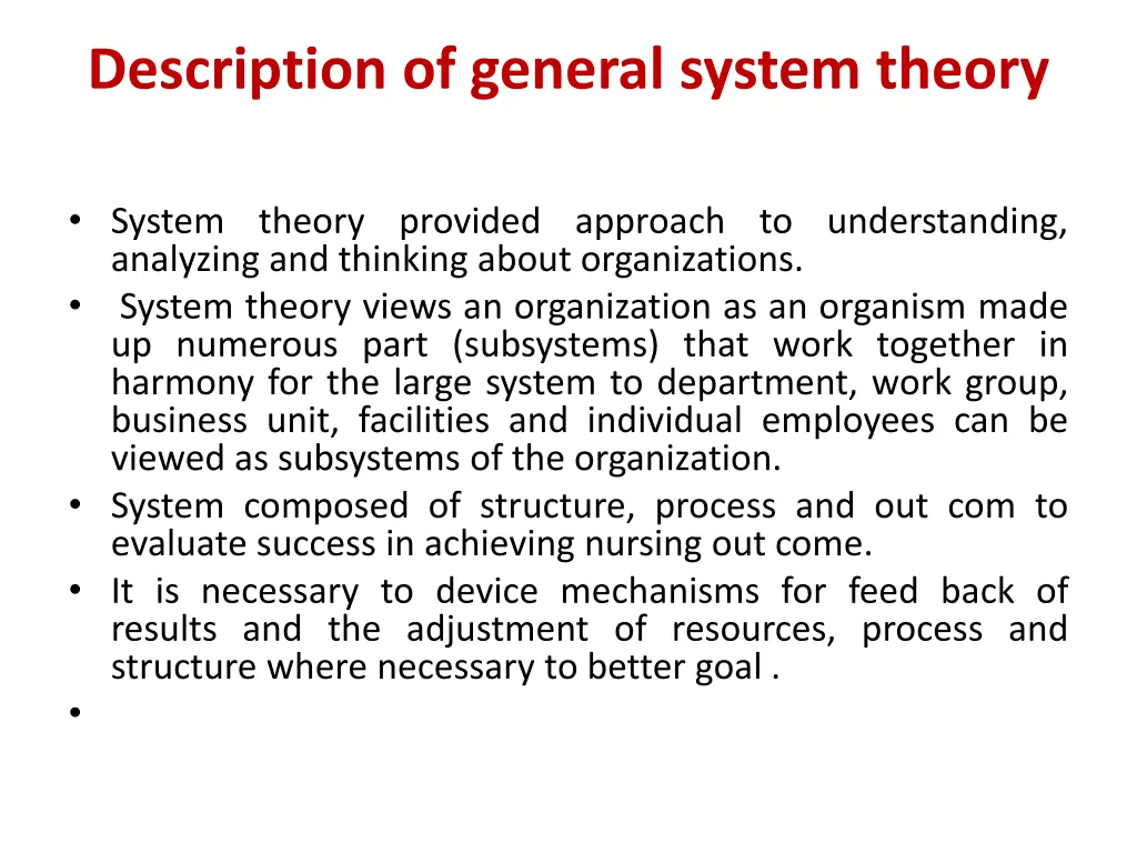 description of general system theory