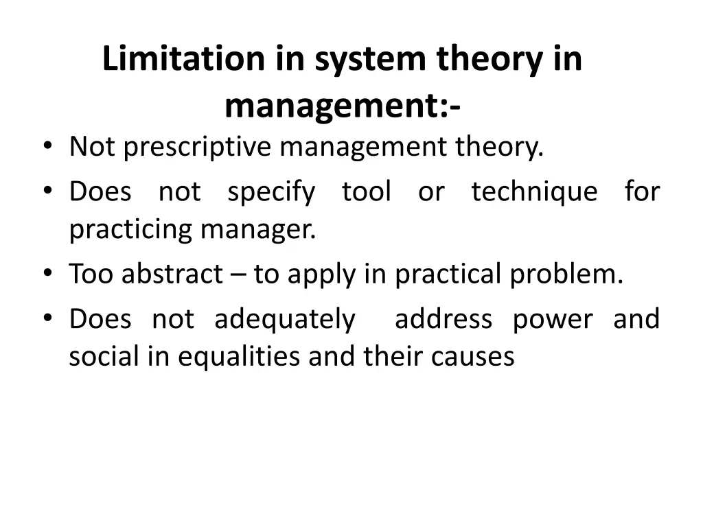 limitation in system theory in management