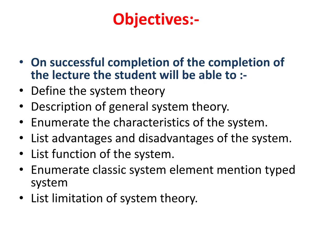 objectives