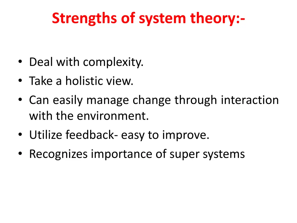 strengths of system theory