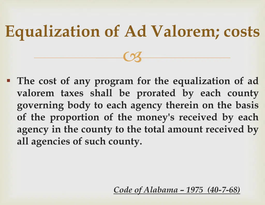 equalization of ad valorem costs