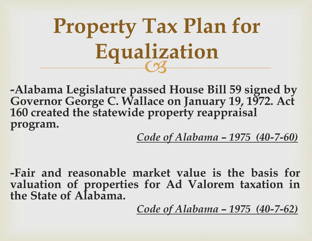 property tax plan for equalization