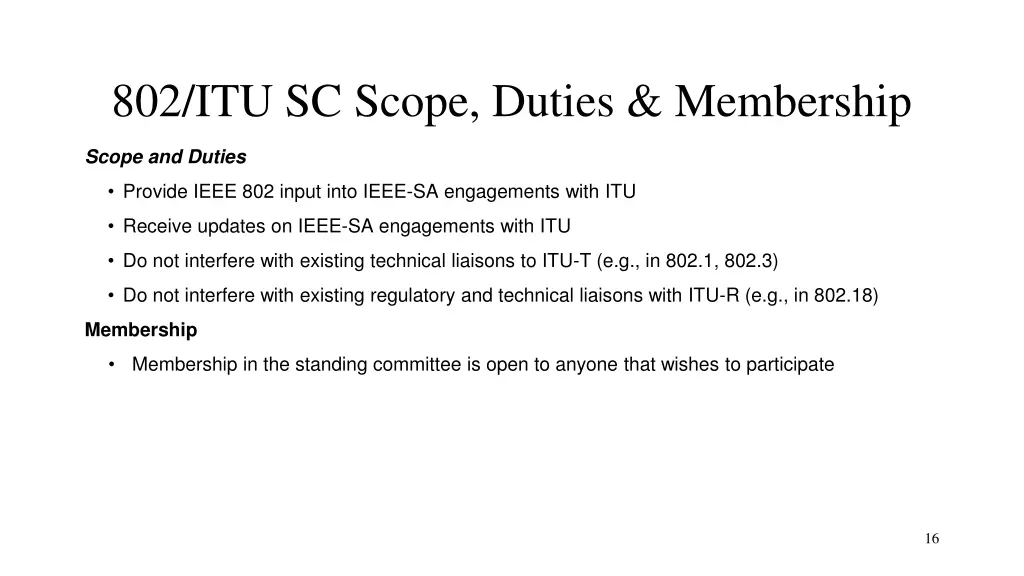 802 itu sc scope duties membership
