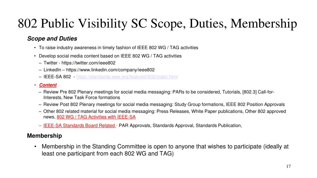 802 public visibility sc scope duties membership