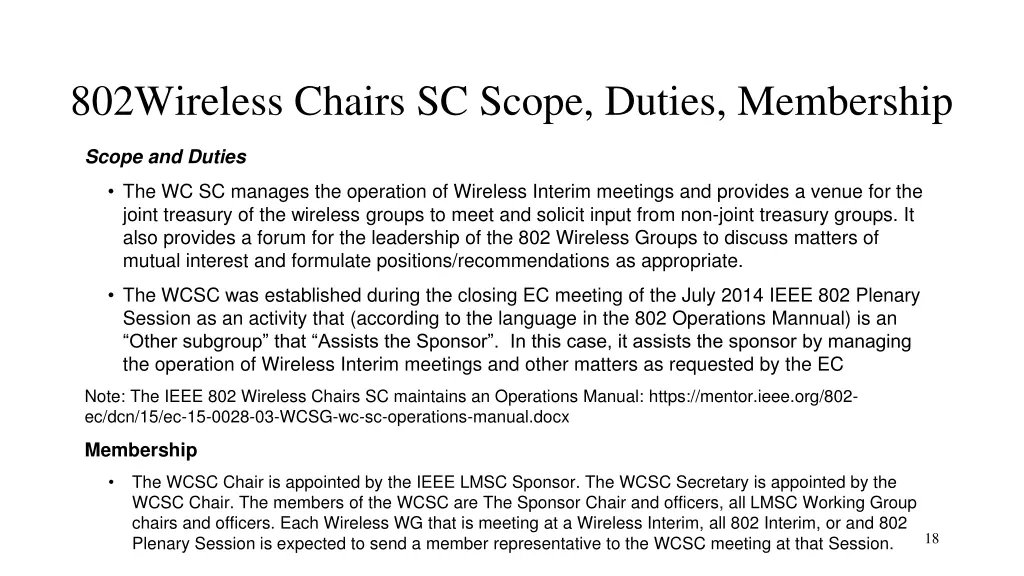 802wireless chairs sc scope duties membership