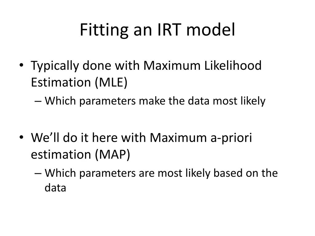 fitting an irt model