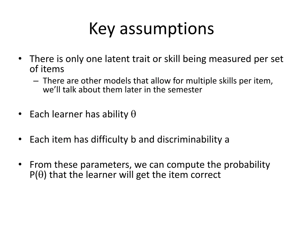 key assumptions