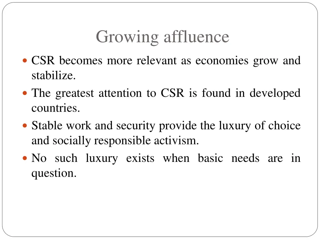 growing affluence