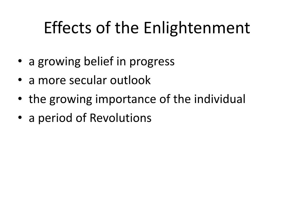 effects of the enlightenment