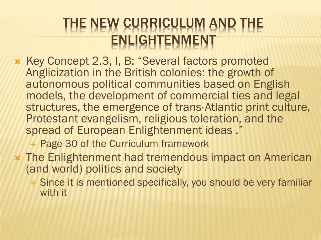 the new curriculum and the enlightenment