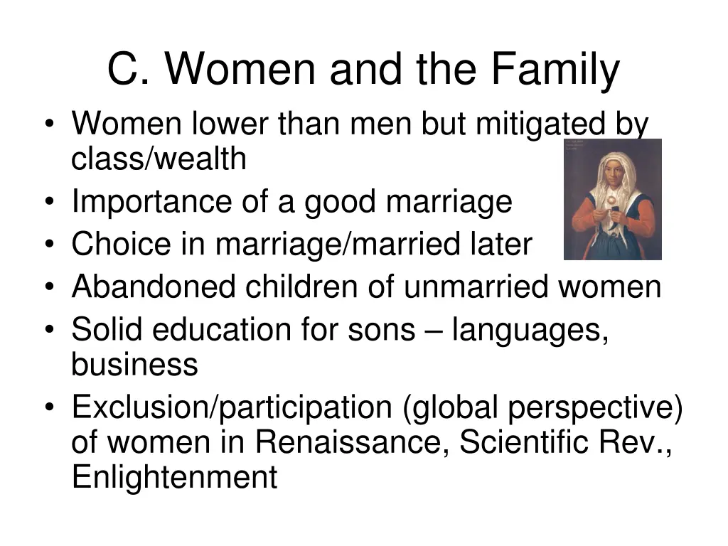 c women and the family women lower than