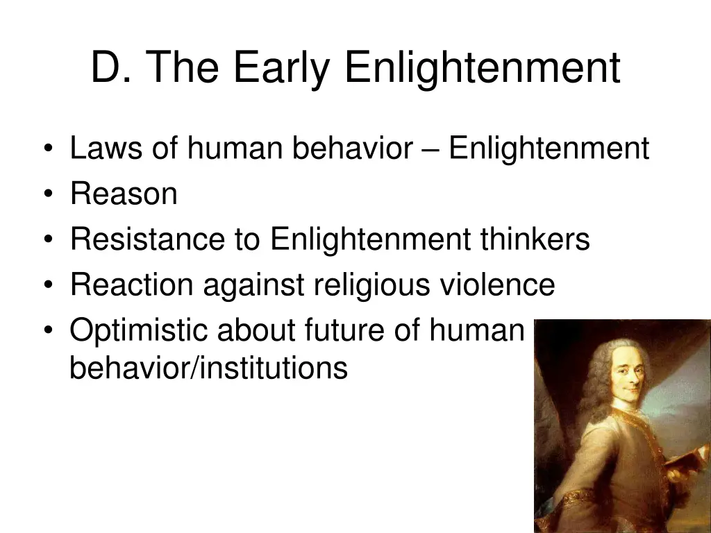 d the early enlightenment