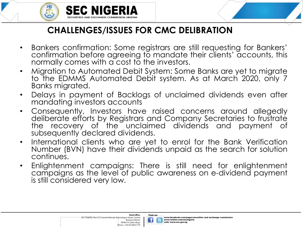 challenges issues for cmc delibration