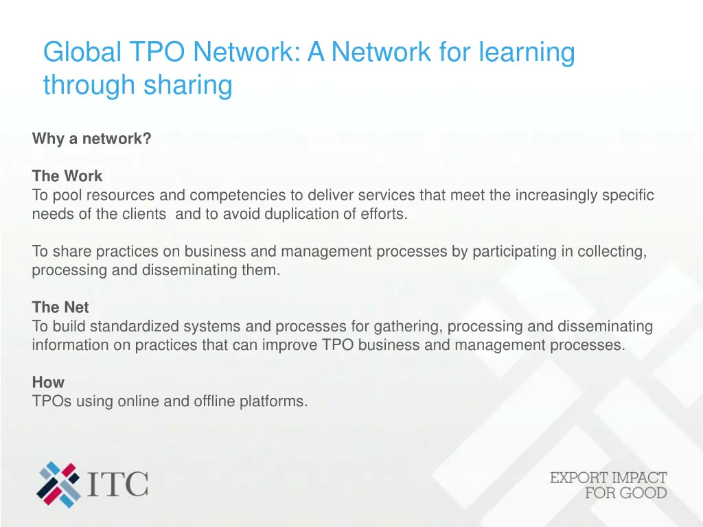 global tpo network a network for learning through