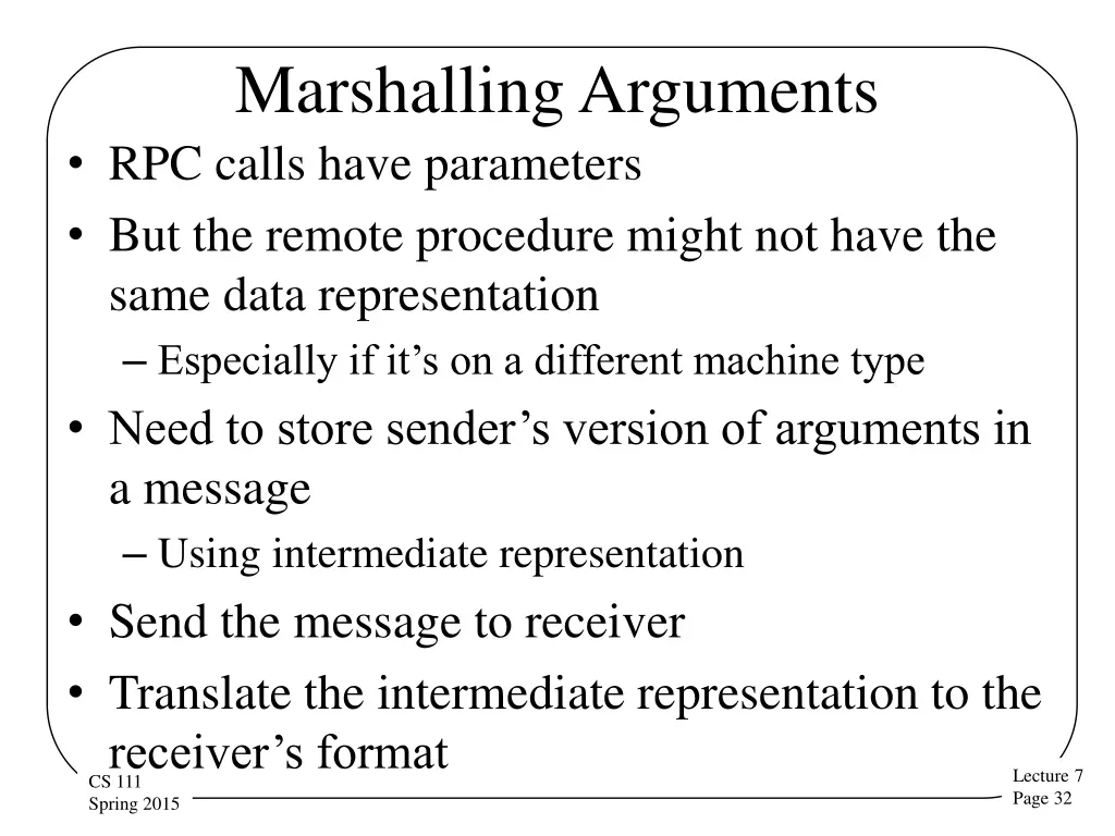 marshalling arguments rpc calls have parameters