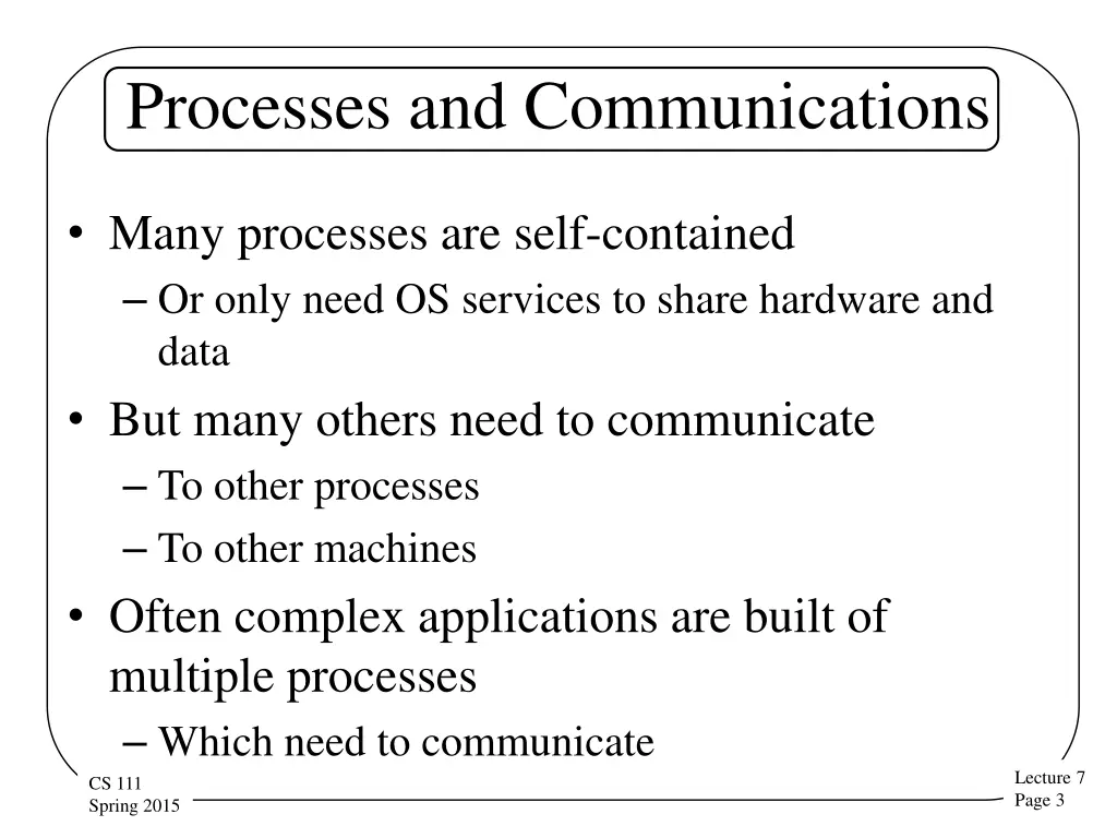 processes and communications
