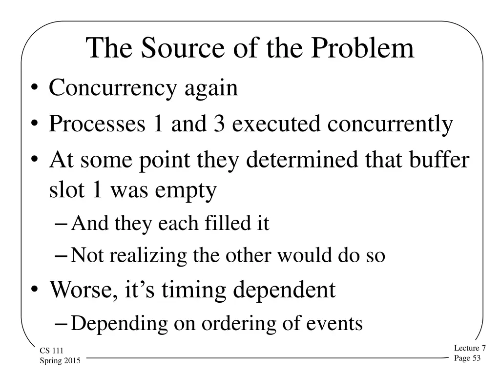 the source of the problem concurrency again