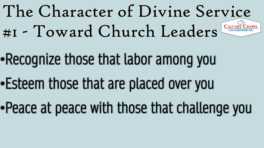 the character of divine service the character 1