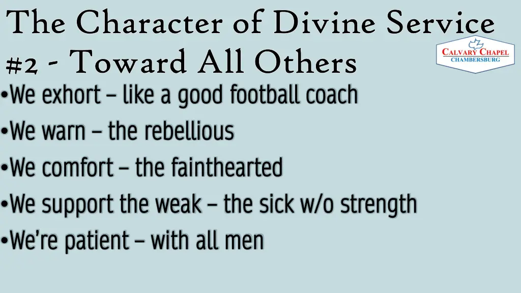 the character of divine service the character 2