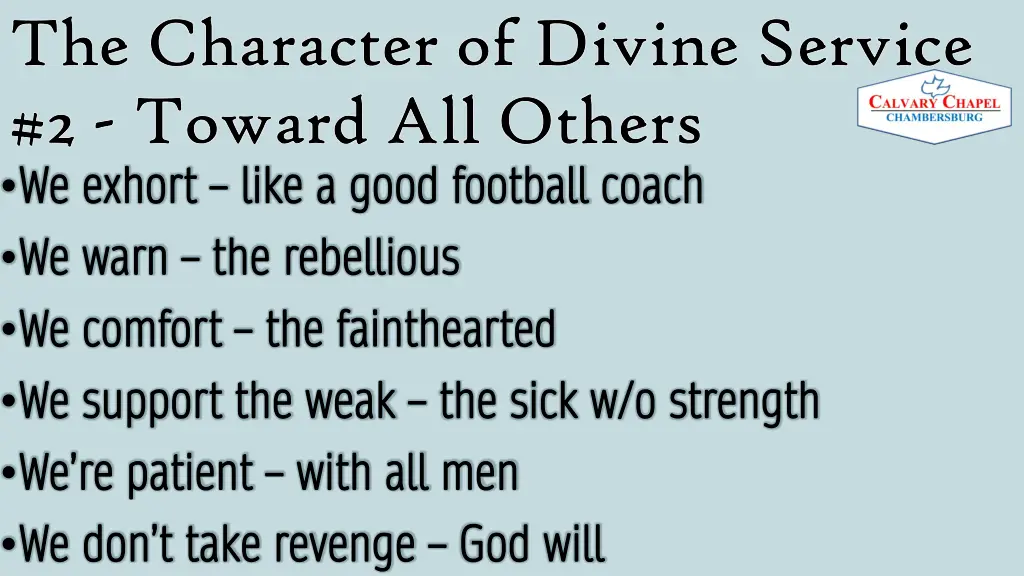 the character of divine service the character 3