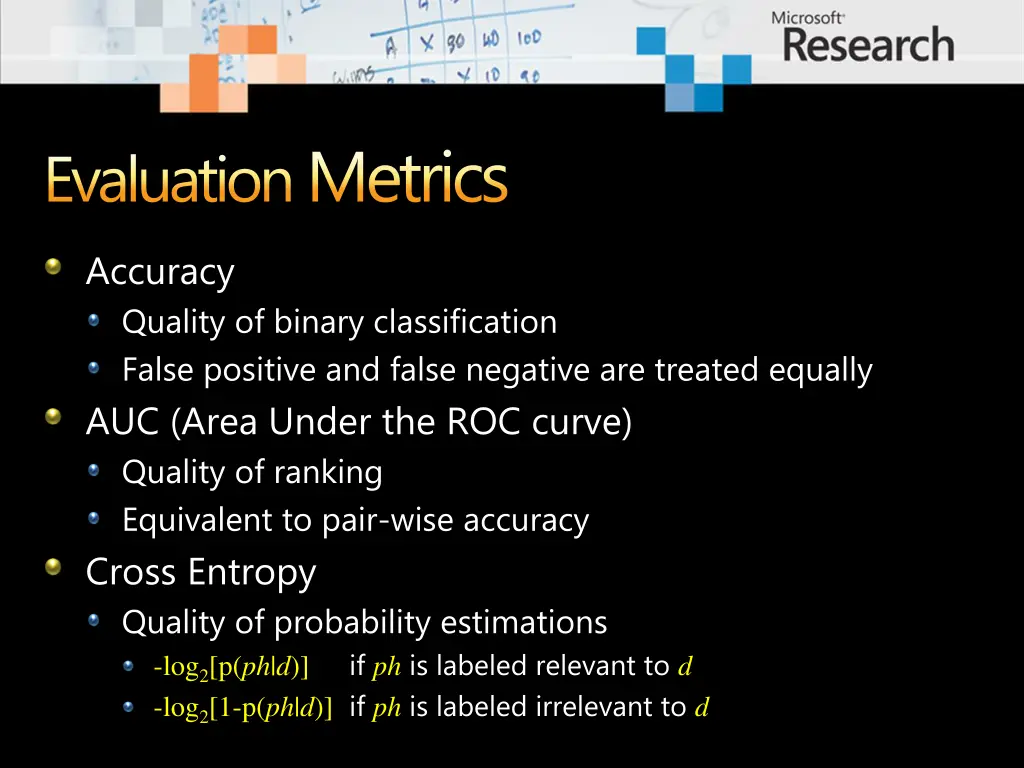 evaluation metrics