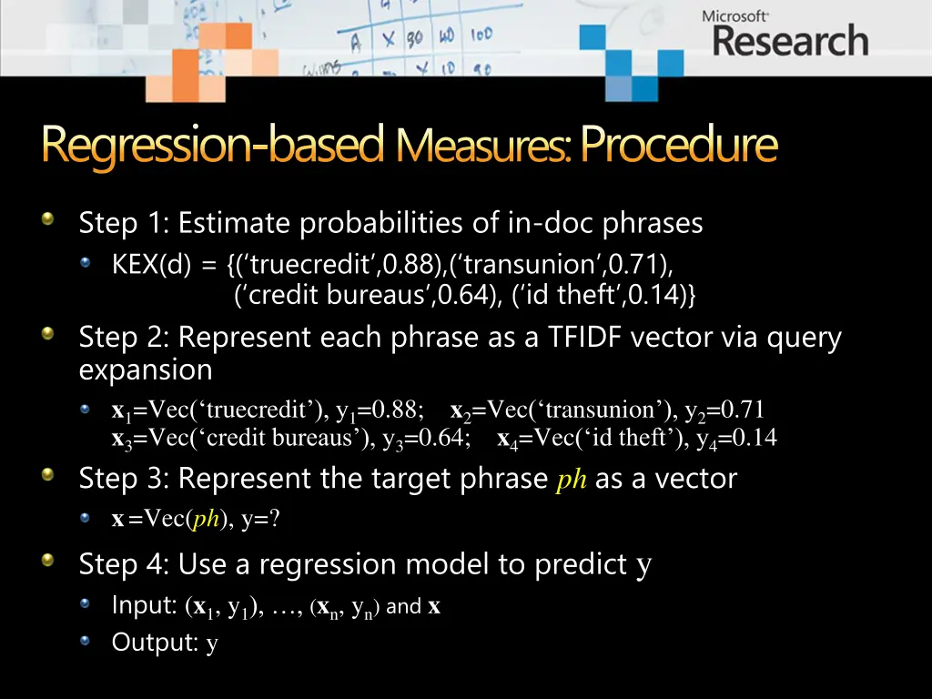 regression based measures procedure
