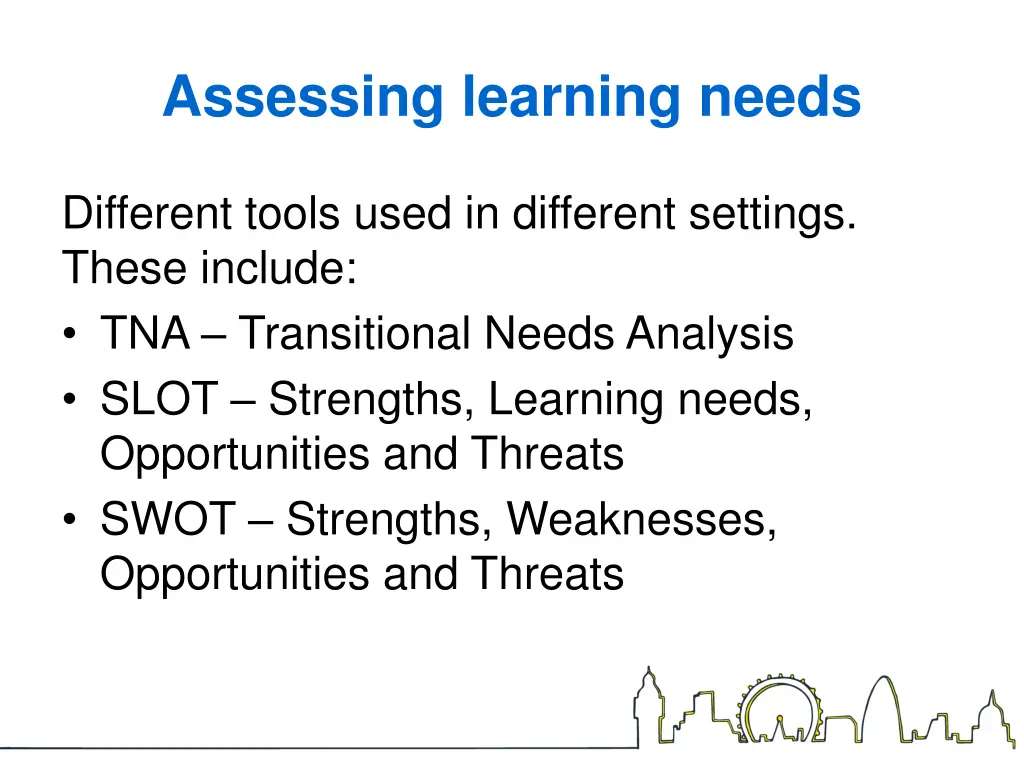 assessing learning needs