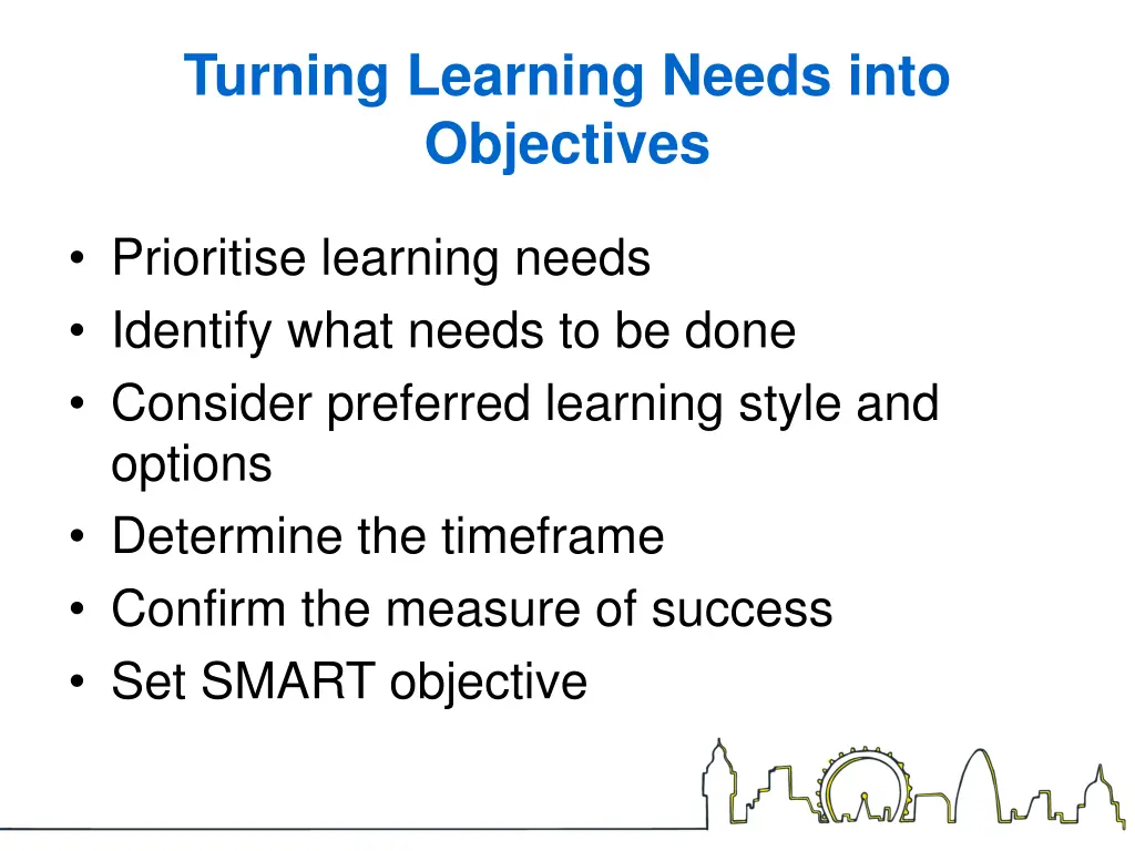 turning learning needs into objectives