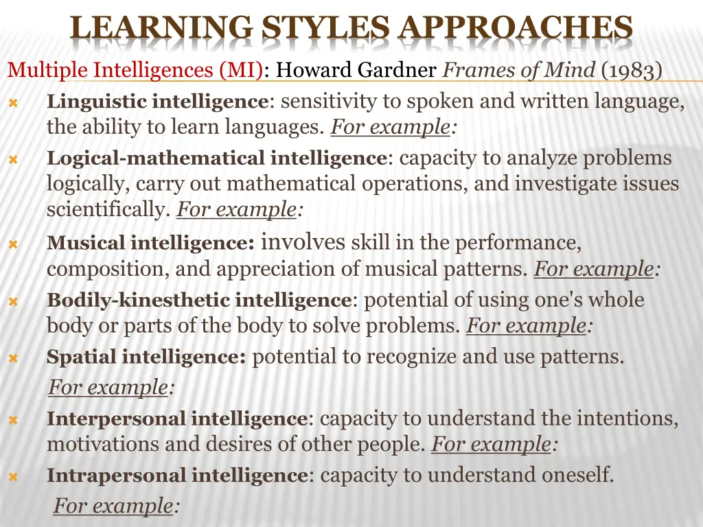 learning styles approaches