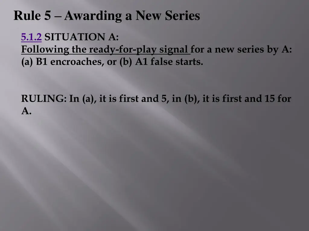 rule 5 awarding a new series