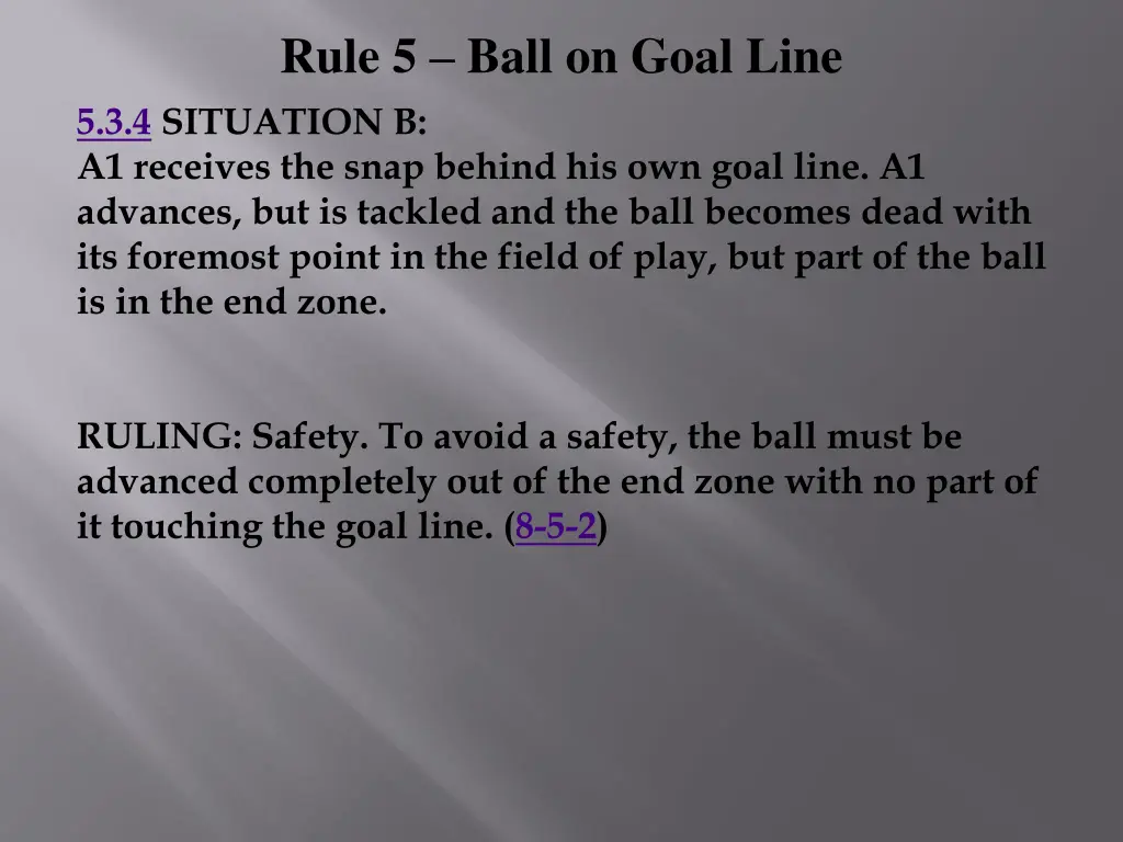 rule 5 ball on goal line 5 3 4 situation