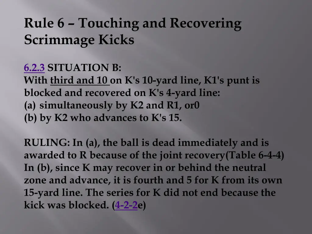rule 6 touching and recovering scrimmage kicks