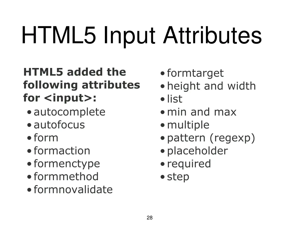 html5 input attributes